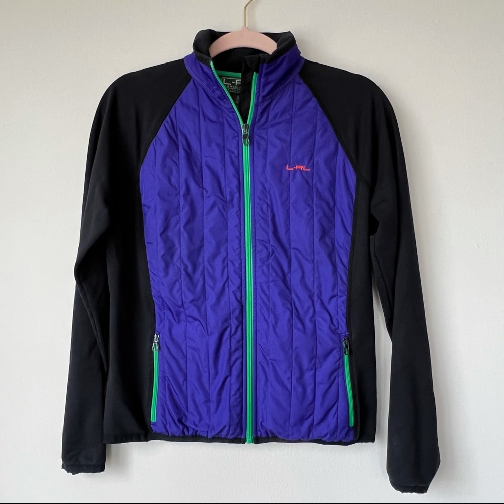 Lauren Ralph Lauren Active Jacket Purple Black Puffer Quilted Size Medium